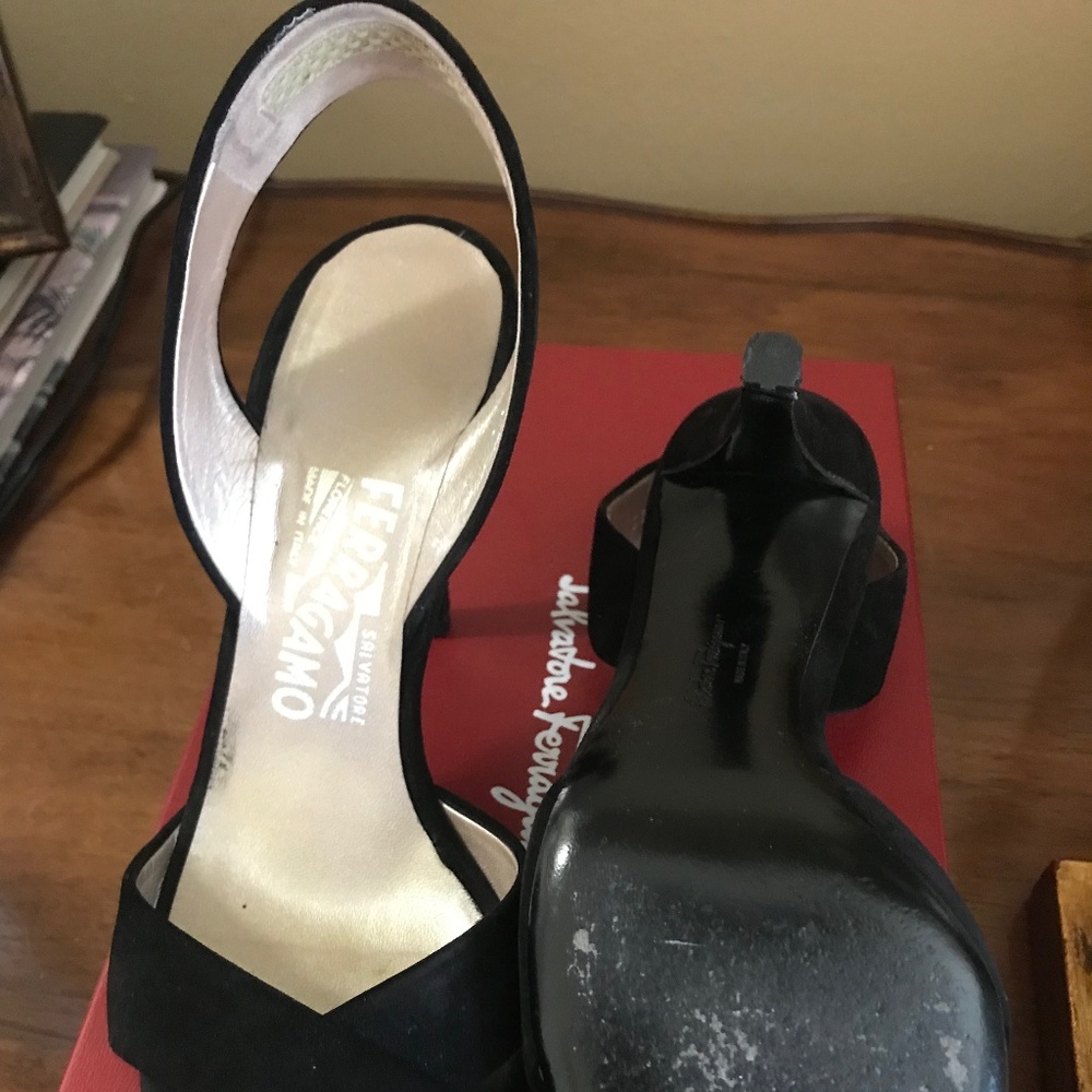 Ferragamo Black Suede Pumps